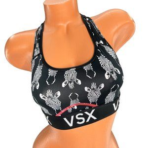 Victorias Secret VSX Sports Bra Black White Zebra Print Stretch Pullover Size S